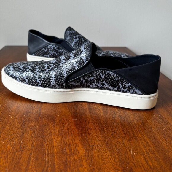 Vince Garvey Slip On Sneaker in Denim Snake Print - Picture 2 of 10